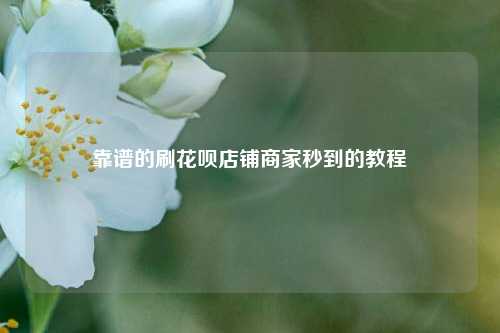 靠谱的刷花呗店铺商家秒到的教程